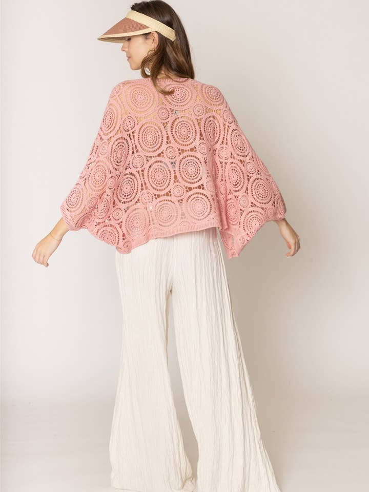 MiMi Wholesale - Wholesale Cardigan - Women's - ZLC410054 Nia Geometric Circle Pattern Crochet Cropped Cardigan/Kimono