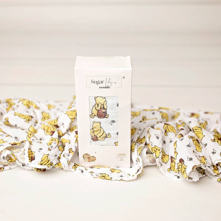 Sugar Lily's- Winnie the Pooh Sweet Dreams- Muslin Swaddle for wholesale by Sugar Lily's