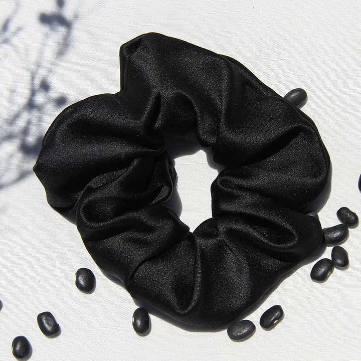 Upcycled Black Satin Scrunchie | Handmade Scrunchie for wholesale by Not I But We