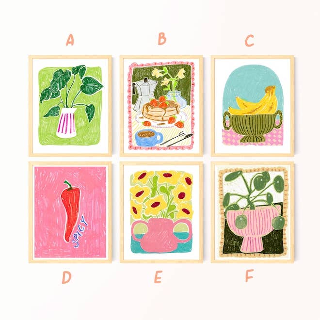 Art Prints Set, Vibrant Prints, Giclee Wall Art, Kitchen for wholesale by Sabina Fenn