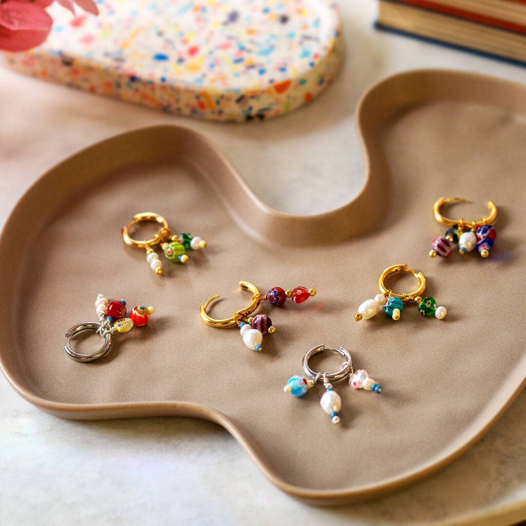 Lucent Studios Ltd - Wholesale Huggie Earrings - No Waste Millefiori Bead And Pearl Huggie Hoops2