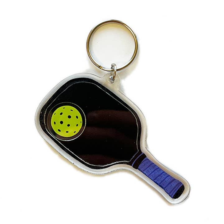 Pickle ball keychain shaker black for wholesale by Drawn Goods