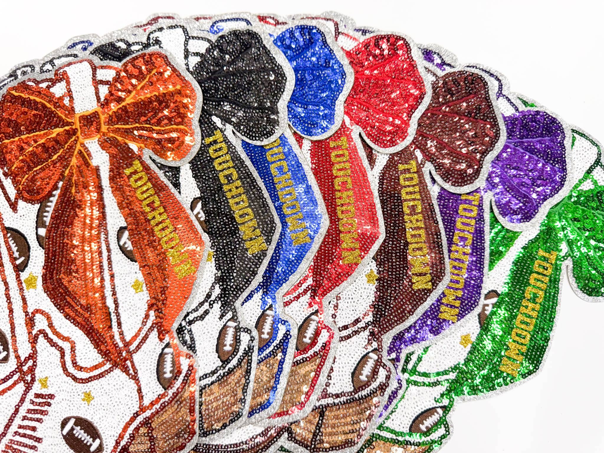 ABLNco - Wholesale Patch - Football Touchdown Purple Bow Boot Sequin Patch - Large  2