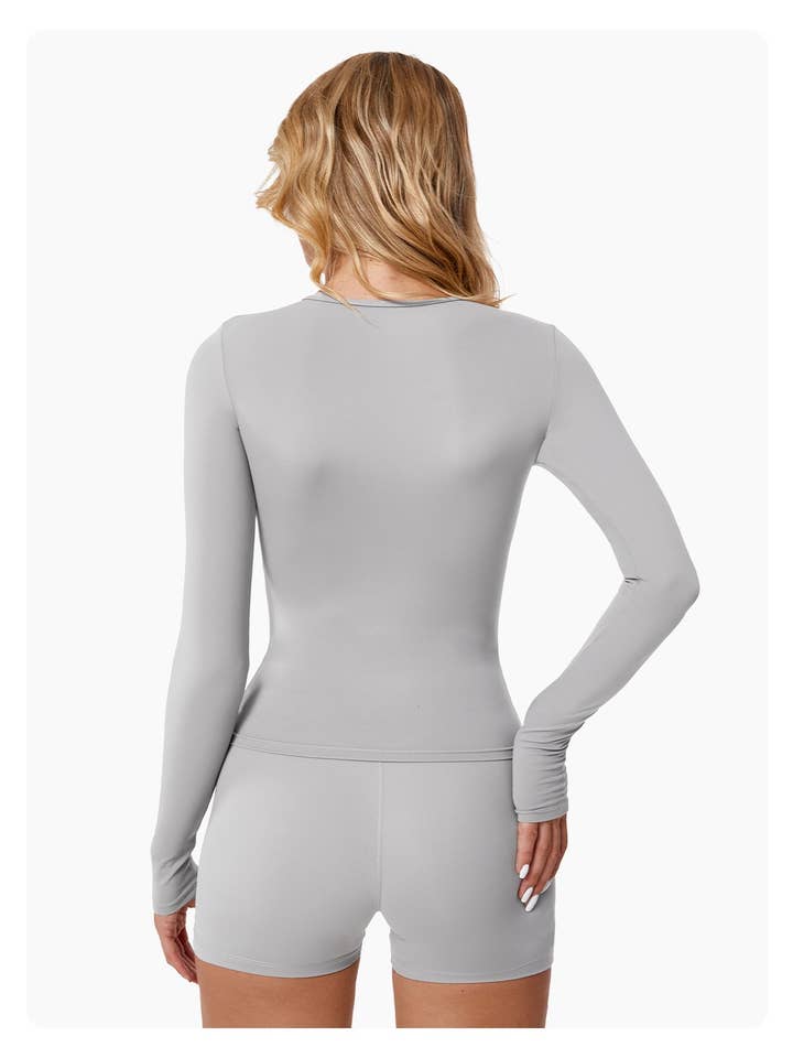 Mantra Active - Wholesale Activewear Set - Women's - Abigail Long Sleeve Top & High Waist Shorts Activewear Set2