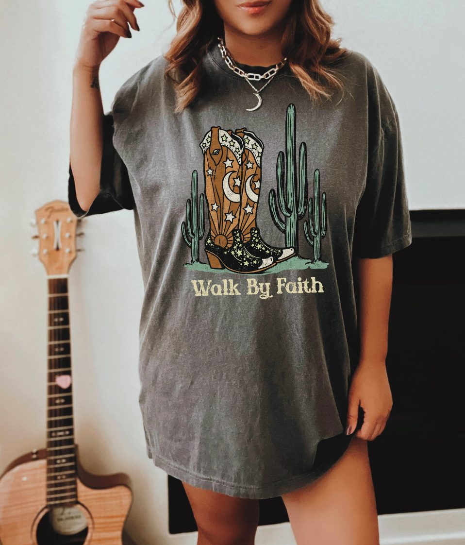 Peach Closet - Wholesale Tunic - Women's - Walk By Faith Cowboy Boots T-Shirt or Crew Sweatshirt0