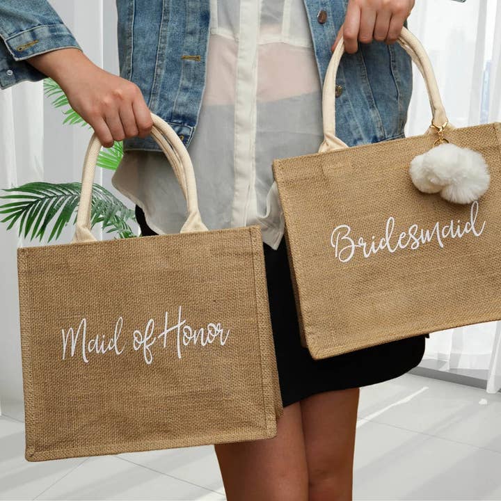 Taniri - Wholesale Gift Bag - Personalized Bridesmaid Bridal Burlap Tote Gift Bags With Name2