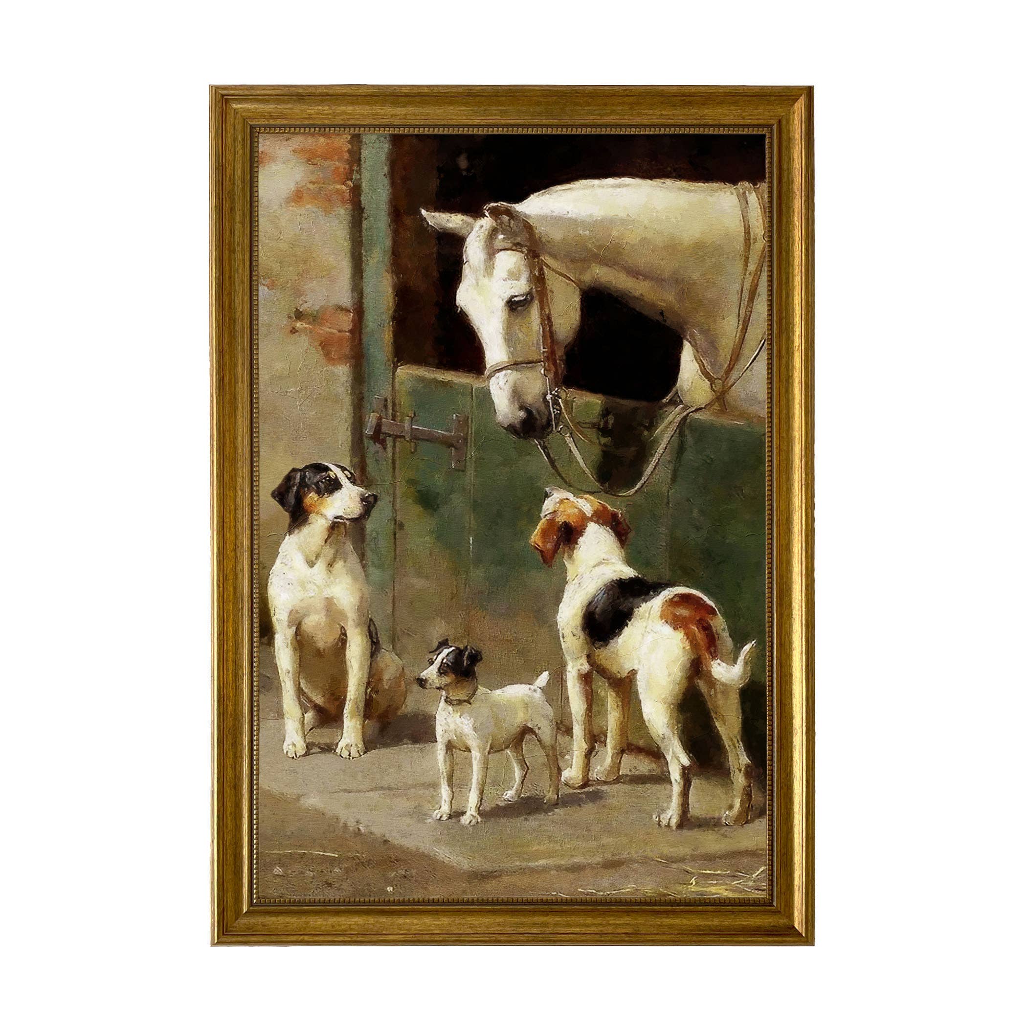 Madison Bay Co. - Historical Home Decor Reproductions - Wholesale Art Print - Dog and Horse at Stable Vintage Painting Print on Canvas15