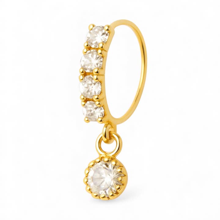 4 stenen grote edelsteen gouden hangende neusring voor een gepiercete neus voor wholesale door Ava’s Accessory Box