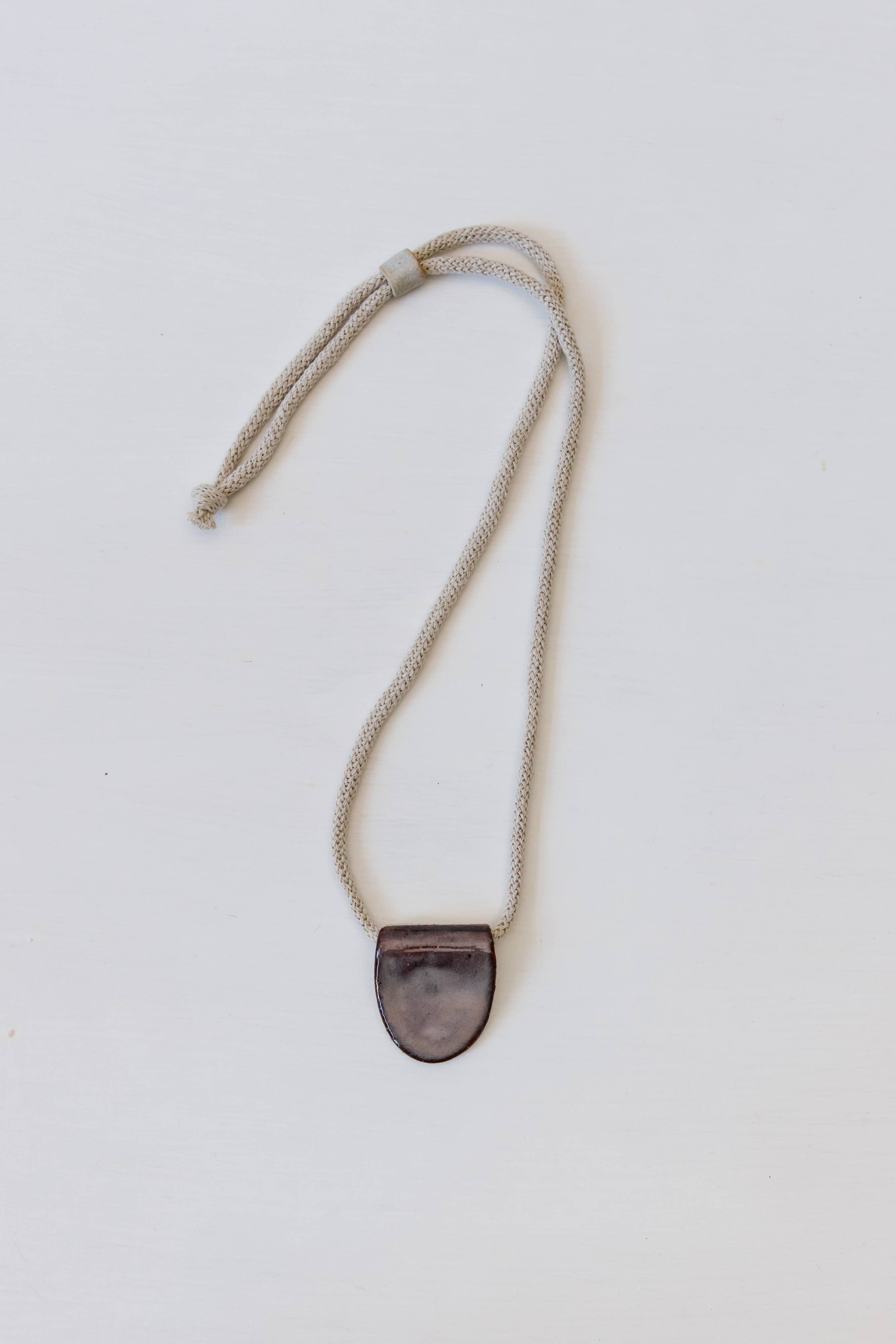 Woodfolk - Wholesale Pendant/charm necklace - Mulberry Half Oval Ceramic Necklace1