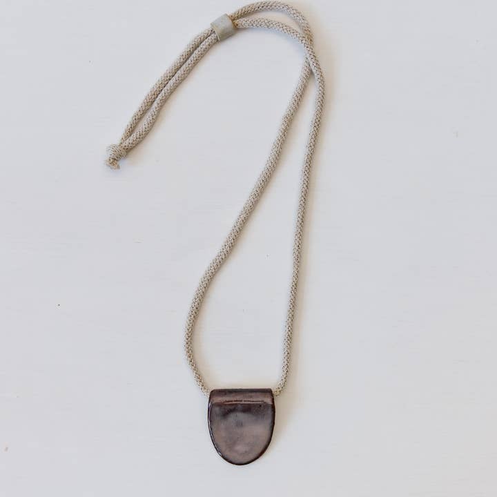 Woodfolk - Wholesale Pendant/charm necklace - Mulberry Half Oval Ceramic Necklace1