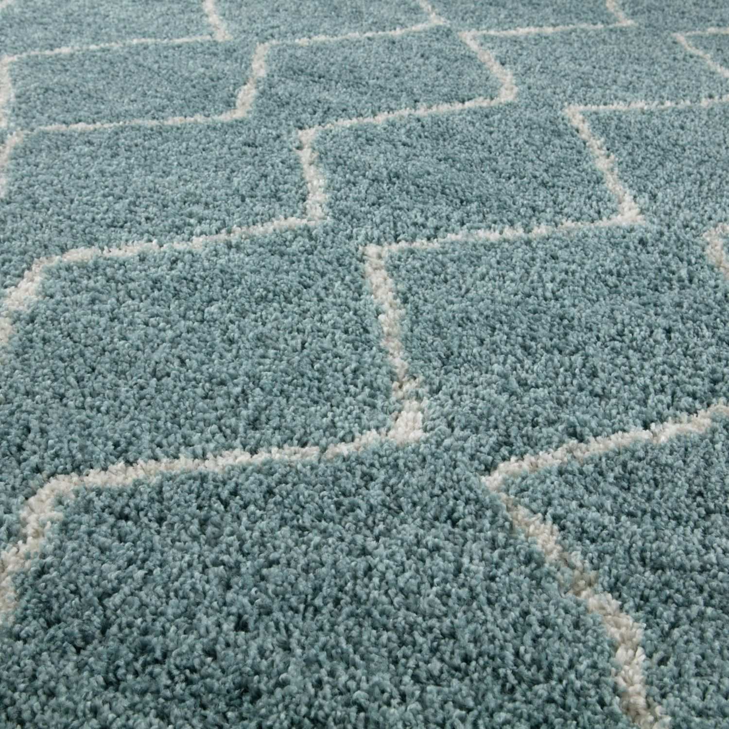 THE RUGS - Vendita all'ingrosso Tappeto - Tappeto Shaggy Blu Uovo d'Anatra Marocchino | 8501