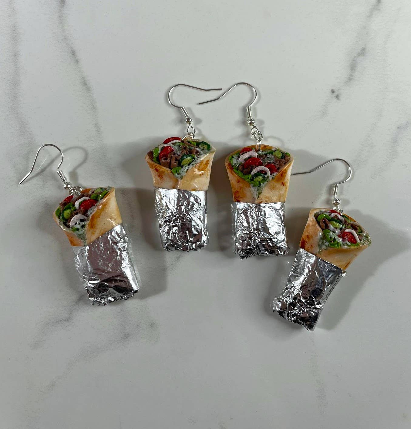 PrettySpookyDesigns – wholesale Dangle earrings – Polymer clay earrings / Doner kebabs / statement jewellery4