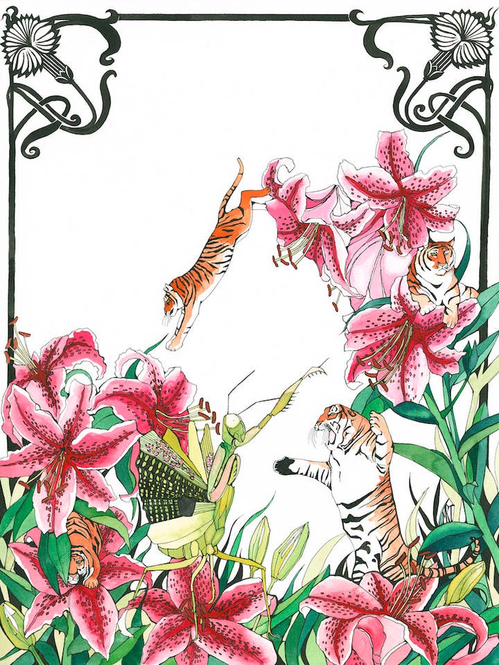 Tiger Lily card for wholesale by Mattie Rose Art