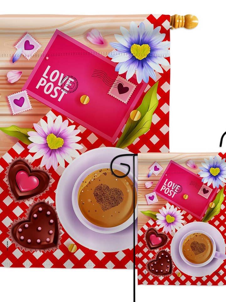 Kärlek Porto Våren Valentine Sött Kaffe Te Flagga för wholesale av Two Group Flag Co