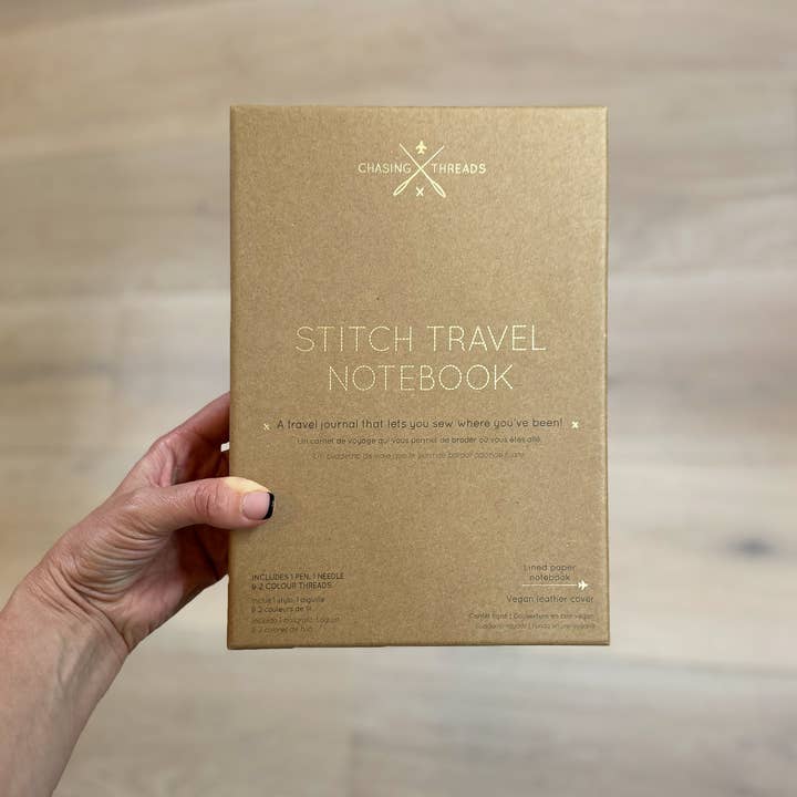 Chasing Threads – Engroshandel Notesbog – Sy Your Travels Map Notebook Kit - Vegansk Navy Læder2