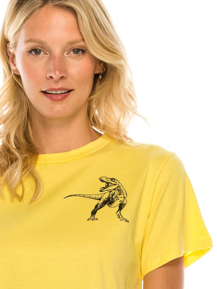 Teen Girl's Dinosaur Graphic Printed Short Sleeve Round Neck for wholesale by UNLOCKED X
