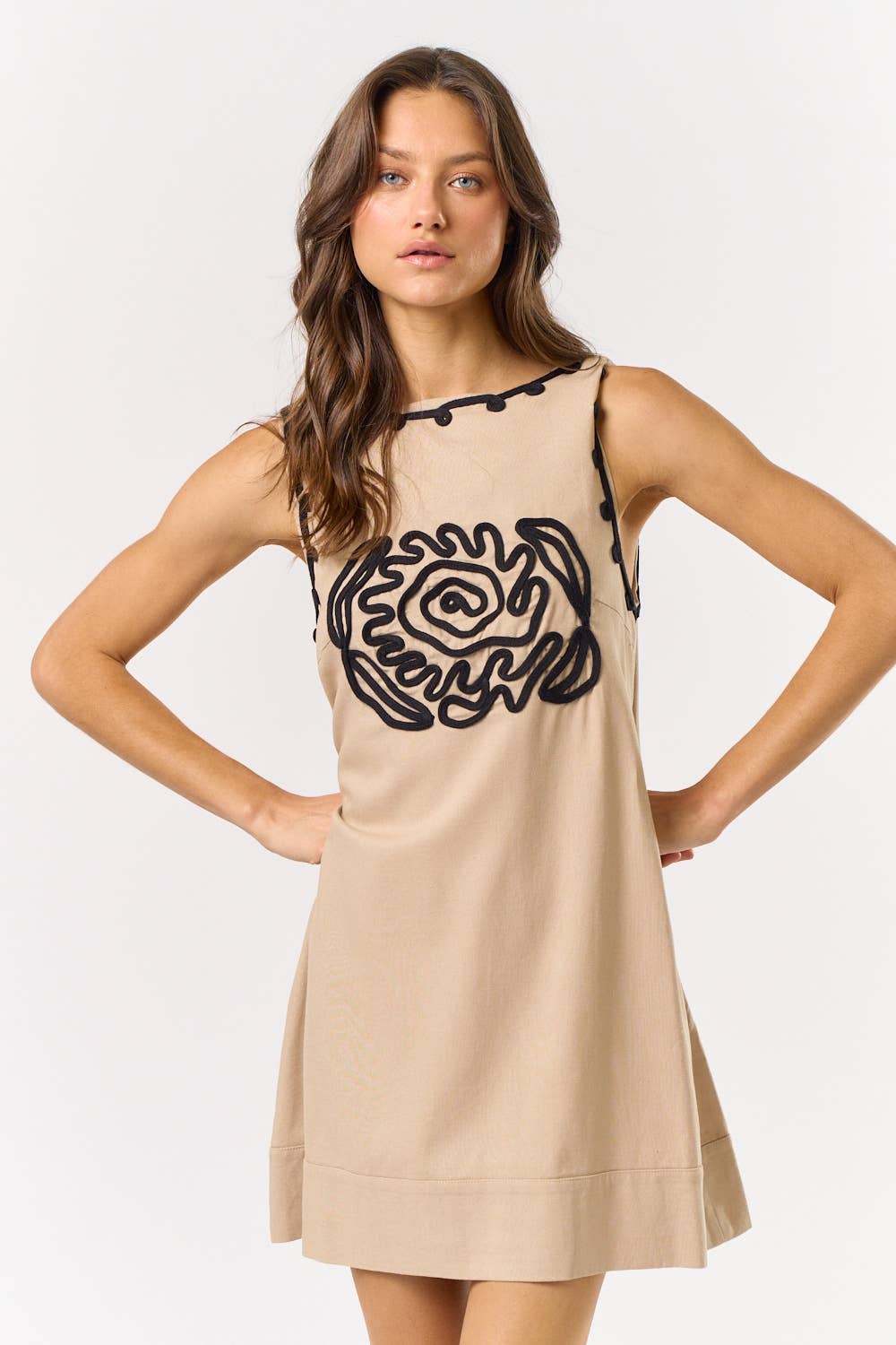 Lalavon - Vente Robe – femme - ILD5208 Robe droite sans manches bohème brodée9