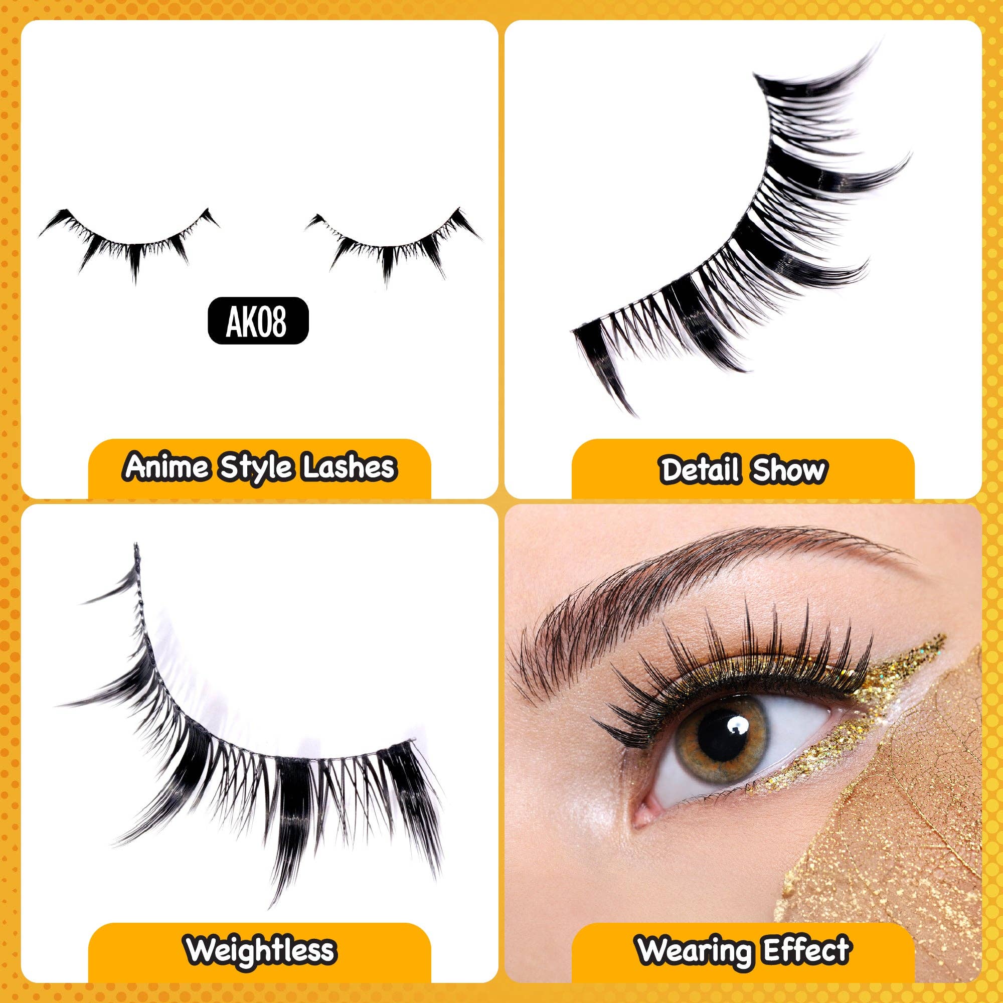 Laflare - Wholesale False/Fake Eyelashes - Kawaii 3D Anime Faux Mink Lash | Manga Lashes | Japanese Style Cosplay Lashes | Spiky 8D Wispy False Eyelashes Full Strip Doll Lashes.19