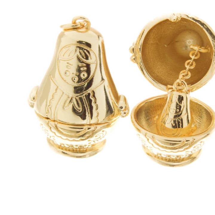 Jewel Pledge - Wholesale Individual Charm/Pendant - Gold Or Silver Matryoshka Nesting Doll Charm CPG-CPS26886