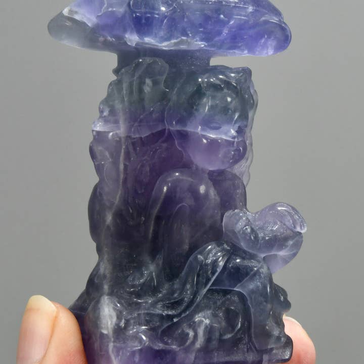 3in Fluorite Carved Crystal Angel Sphere Stand for wholesale by Caspar Curiosities