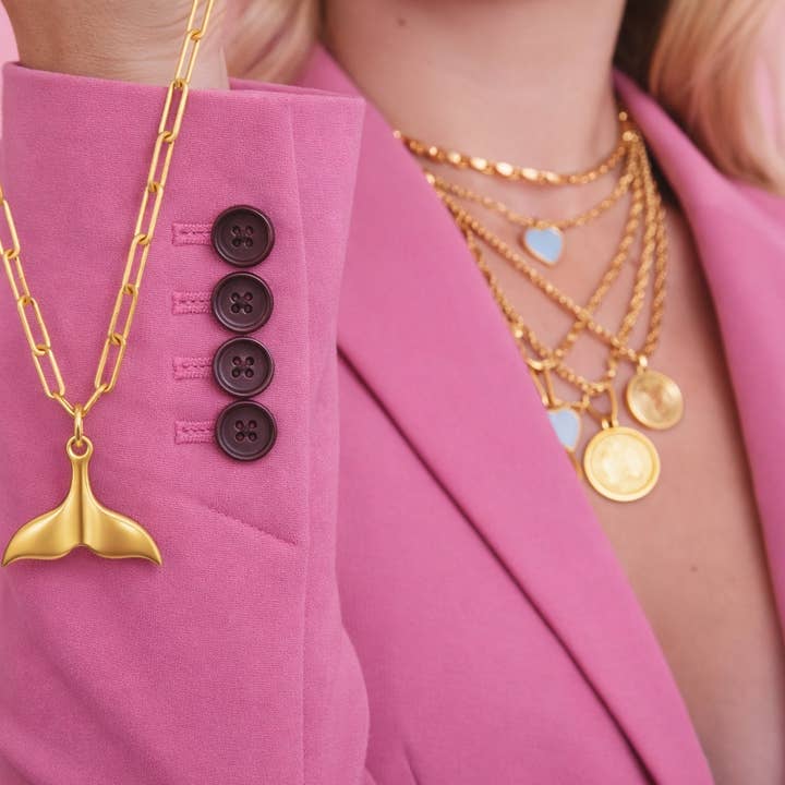 Colby Davis: Whale Tail Charm Gold Vermeil for wholesale by Colby Davis of Boston