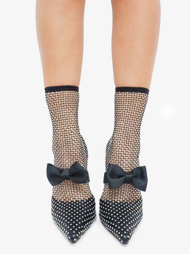 Lemonade Shoes - Wholesale High Heels - Women's - GAZILLION - Rhinestone Mesh Heels w/ Bow 4