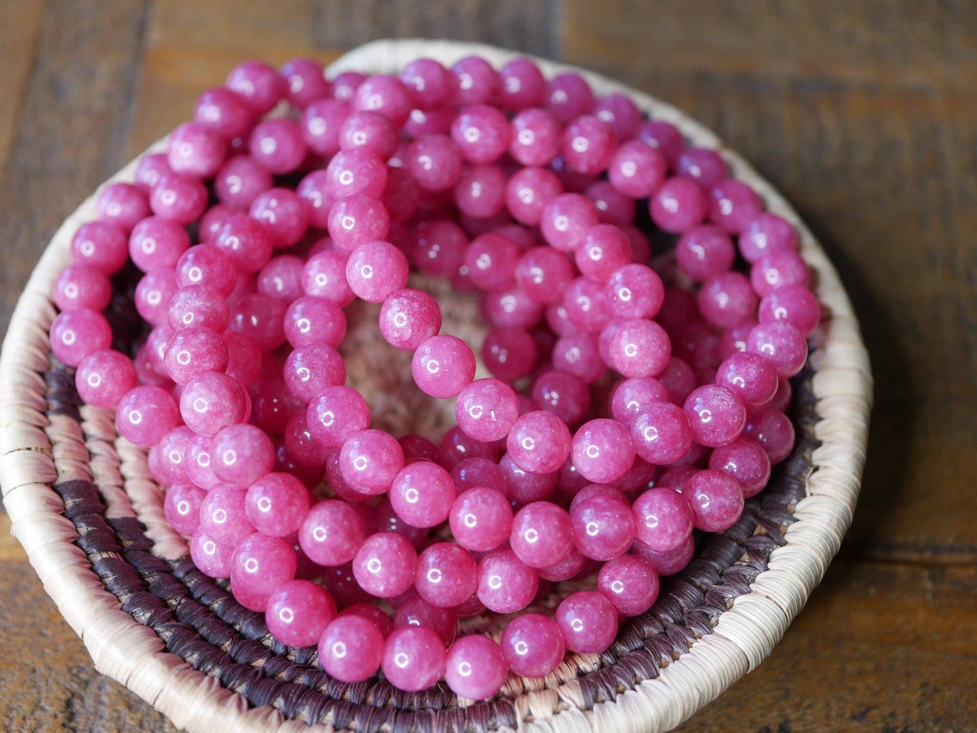 Superior Stones & Gifts INTL LLP - Wholesale Beaded Bracelet - Gemstone Stretch Bracelet Raspberry Jade Enhanced1