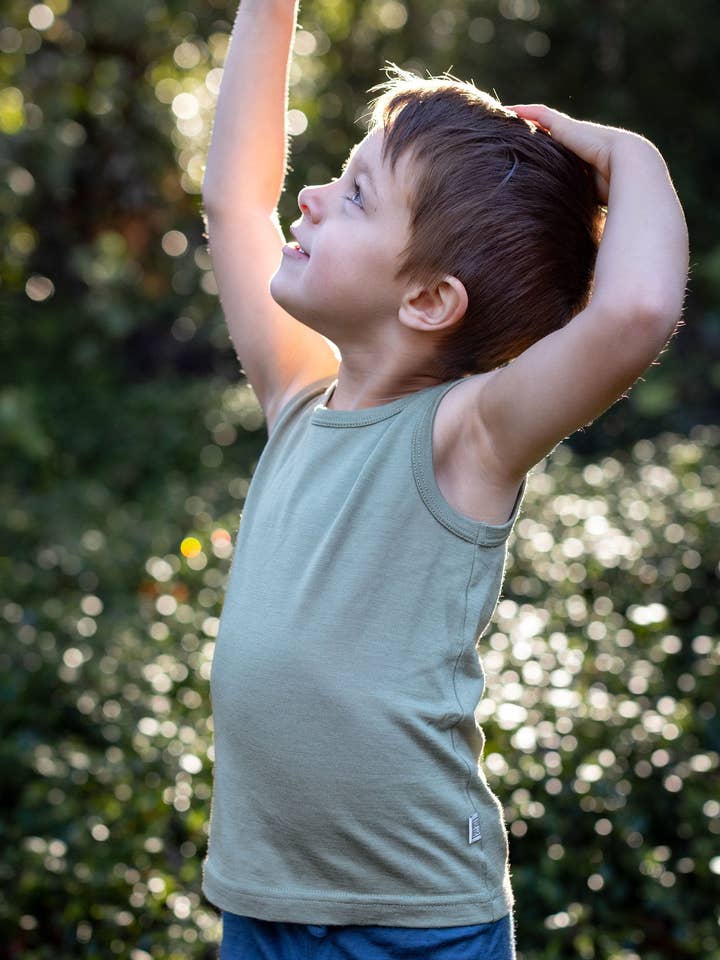 Babu - Wholesale Tank top – Kids - Merino Singlet - Sage1