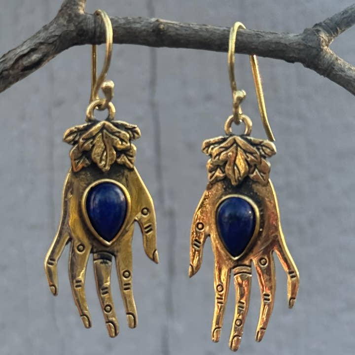 Lungta Imports - Wholesale Dangle Earrings - Hand Crafted Silver Hand Earrings Bohemian Hippie