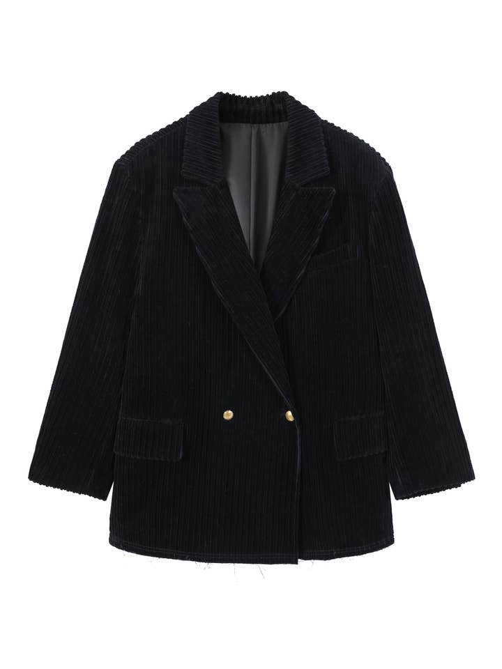 Urlazh - Wholesale Blazer - Women's - Double-Breasted Corduroy Blazer2