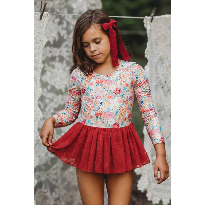 Farrah Clipdot Leotard - Wildflower Waltz for wholesale by Cheeky Plum