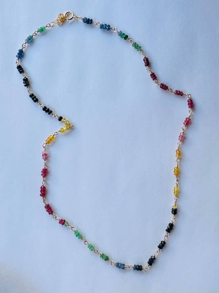 Sapphire Rondelle Gold Necklace for wholesale by Judy Brandon Jewelry