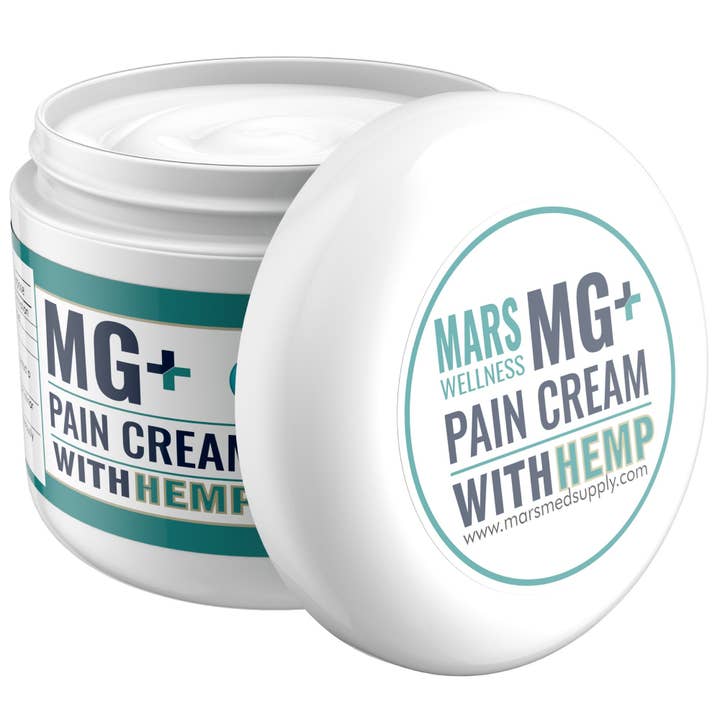Mars Wellness MG+ avec crème antidouleur au chanvre (4 oz) pour la vente par Mars Wellness
