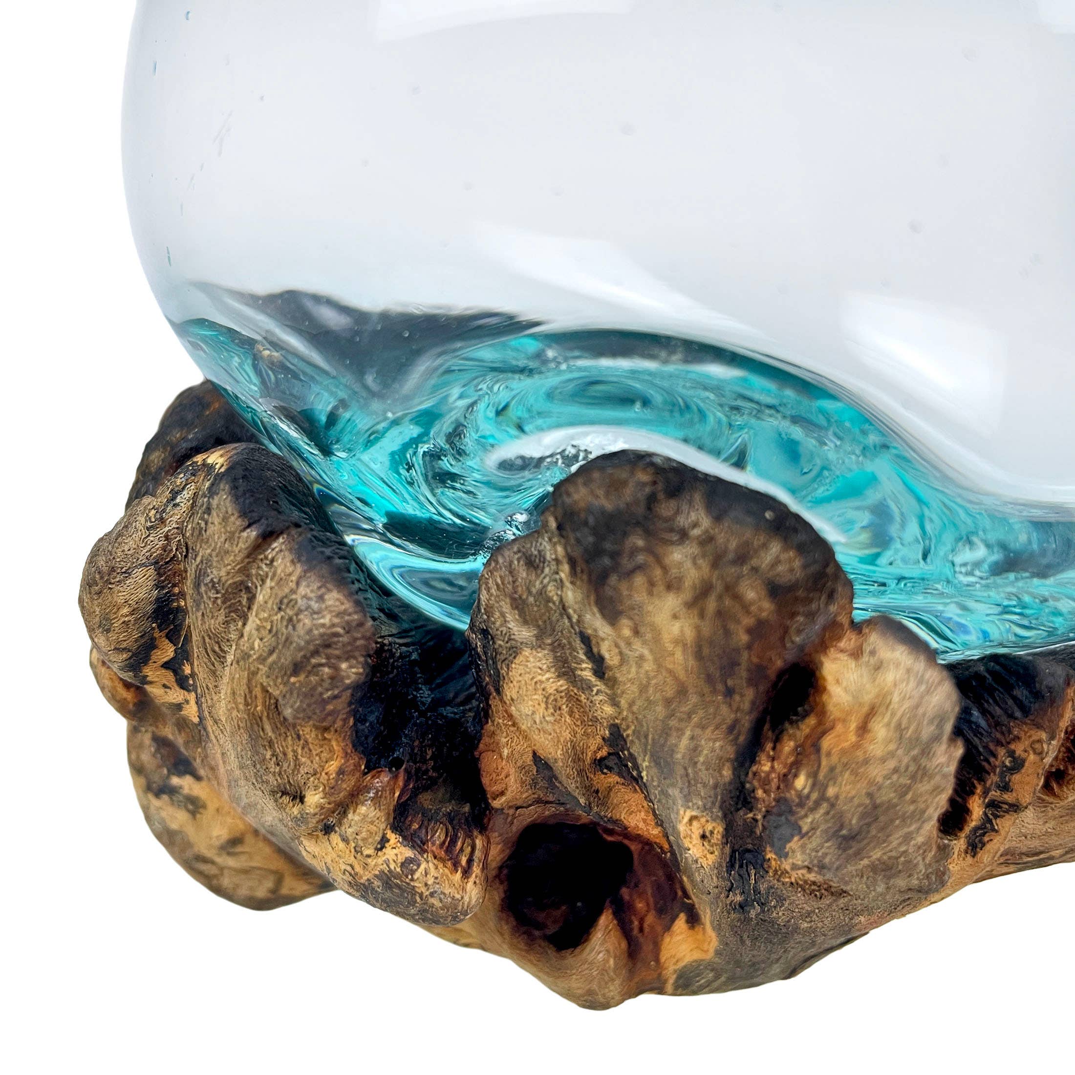Zeckos - Wholesale Vase - Melted Glass On Driftwood Decorative Bowl/Vase Planter1