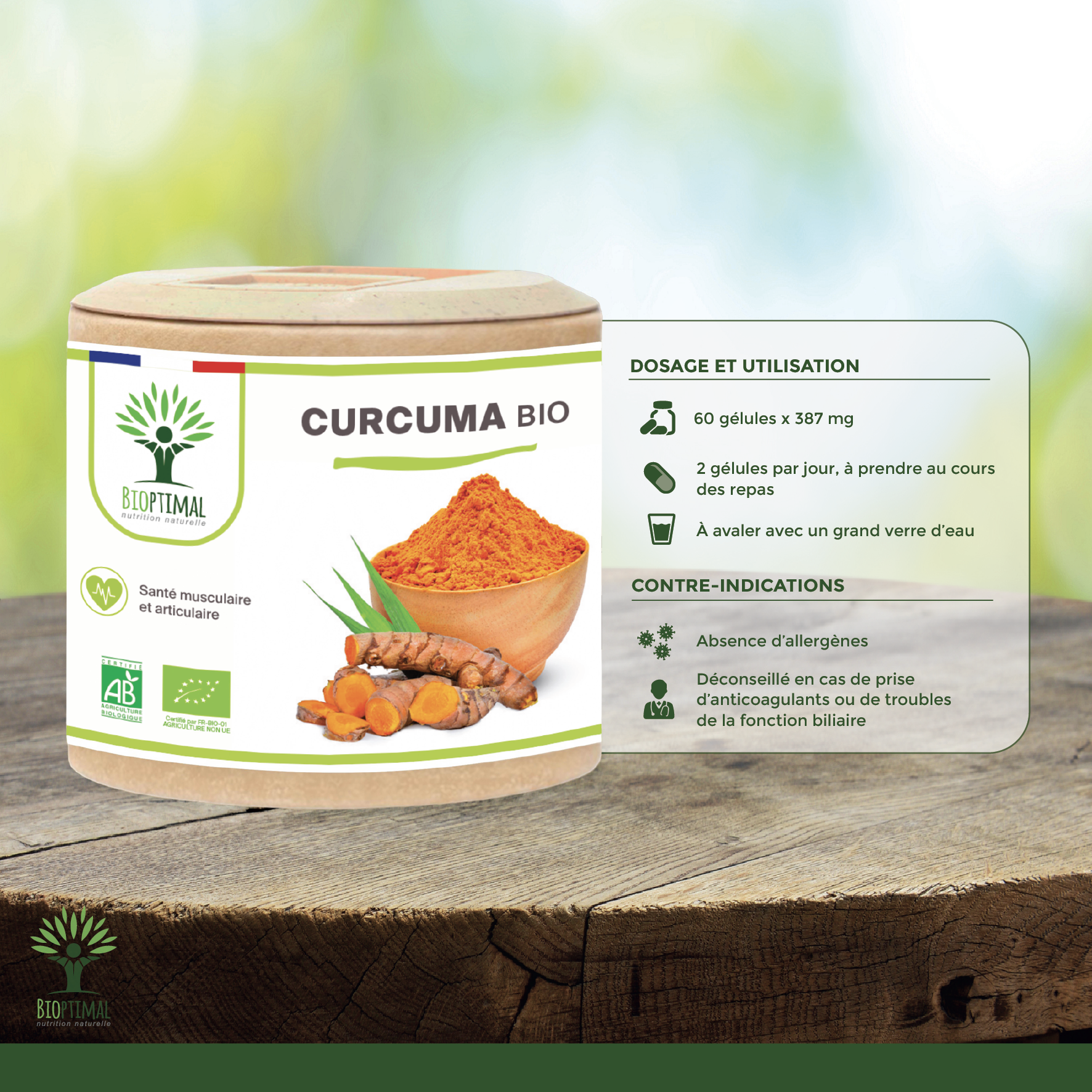 Bioptimal - Wholesale Oral Supplement/Vitamin - Organic turmeric - Food supplement - in capsules2