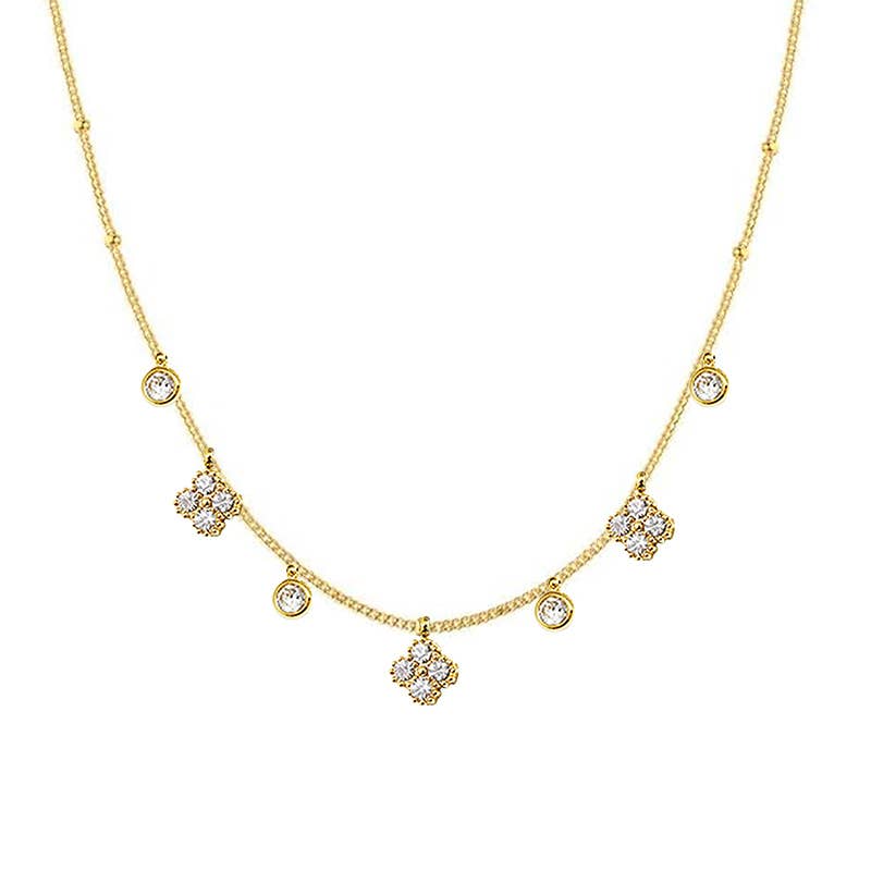AMORINO SRL - Wholesale Pendant/Charm Necklace - NECKLACE WITH PENDANT FOUR-LEAF CLOVERS IN ZIRCON - YC25704B2564