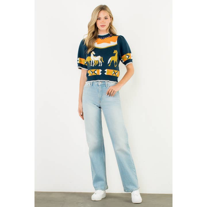 THML - Wholesale T-Shirt - Women's - Short Sleeve Horse Detail Top13