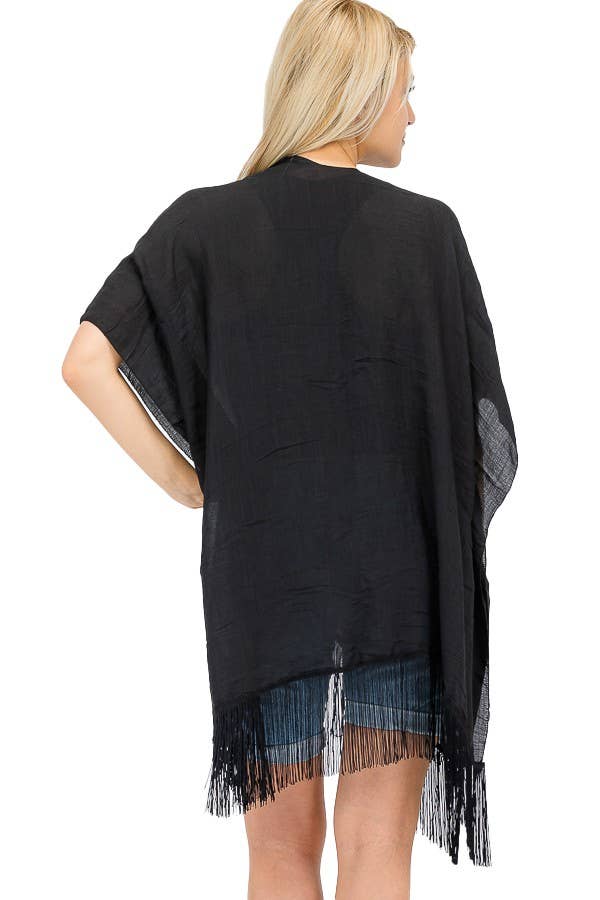 Cap Zone - Wholesale Kimono - Women's - Solid Chiffon Cover Up Kimono11