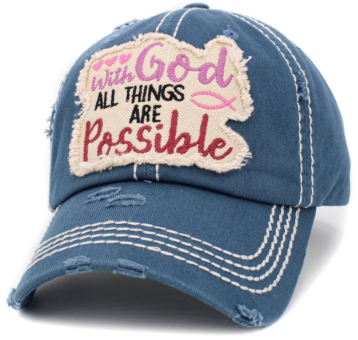 KBETHOS - Wholesale Baseball Cap - Women's - With God All Things Are Possible Vintage Ballcap13