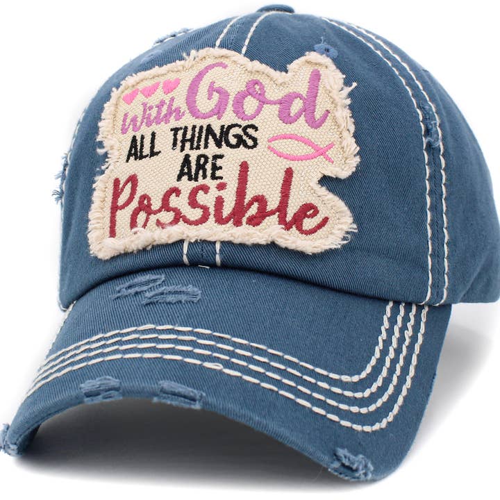 KBETHOS - Wholesale Baseball Cap - Women's - With God All Things Are Possible Vintage Ballcap13
