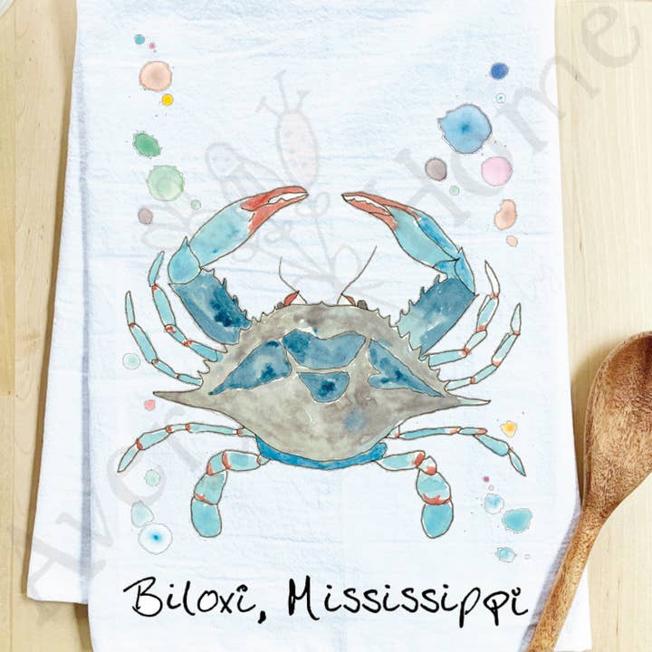 Avery's Home - Vente Torchons - Torchon côtier personnalisable "Blue Crab Ocean"6