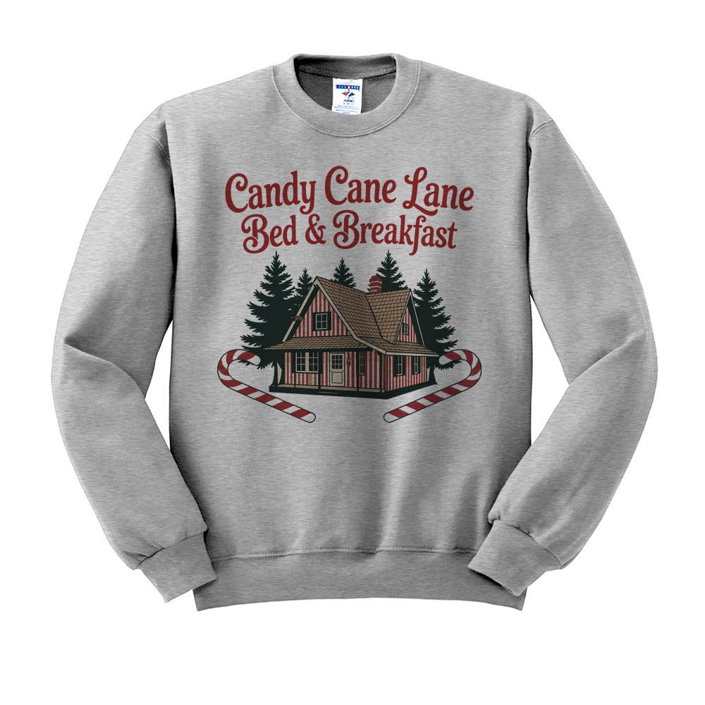 DaisyChainDesignCo - Vente Sweat-shirt à imprimés – femme - Sweat-shirt de Noël à col rond Candy Cane Lane2