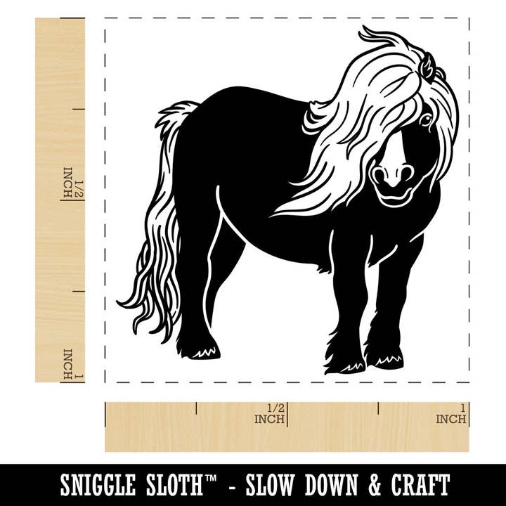 Shetland Pony with Wind Blown Hair Self-Inking Rubber Stamp Ink Stamper for wholesale by Sniggle Sloth