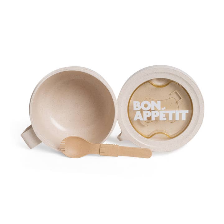 Helio Ferretti - Wholesale Lunch Bag/Box - BEIGE ROUND BON APPÉTIT LUNCH BOX HF0