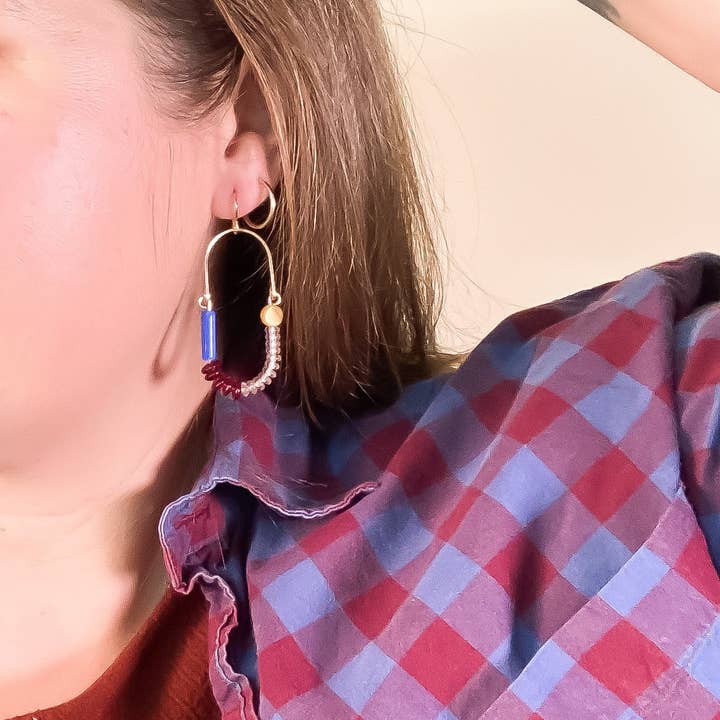 Michelle Starbuck Designs - Wholesale Dangle Earrings - Balance Earrings- Yellow Jasper, Periwinkle, + Oxblood1