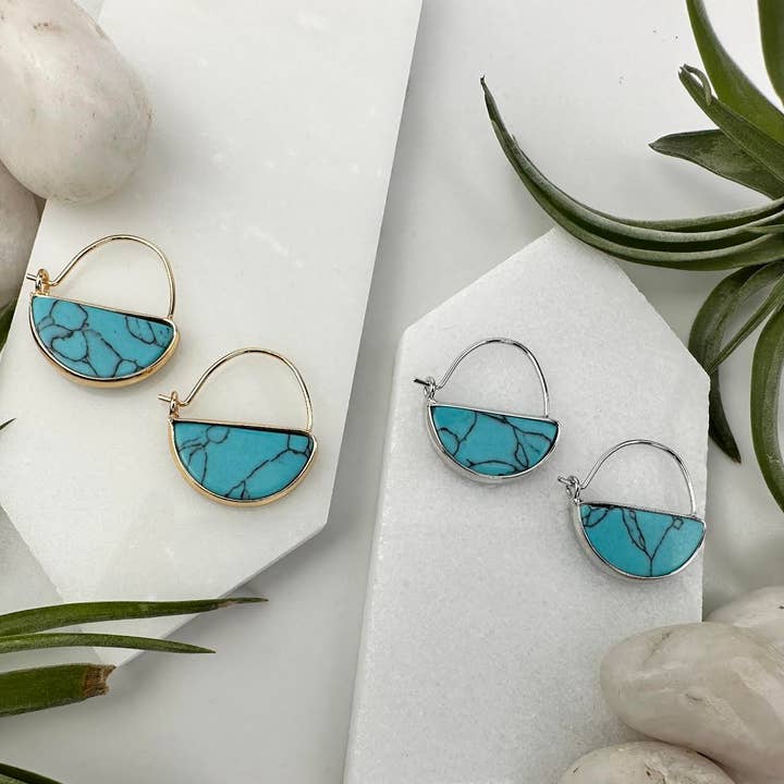 turquoise mini hoop earrings for wholesale by minor metal jewelry