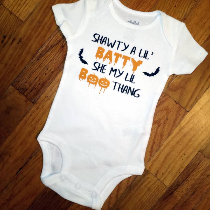 Halloween Shawty a lil batty Onsie for wholesale by Kayla Lynn Creates, LLC
