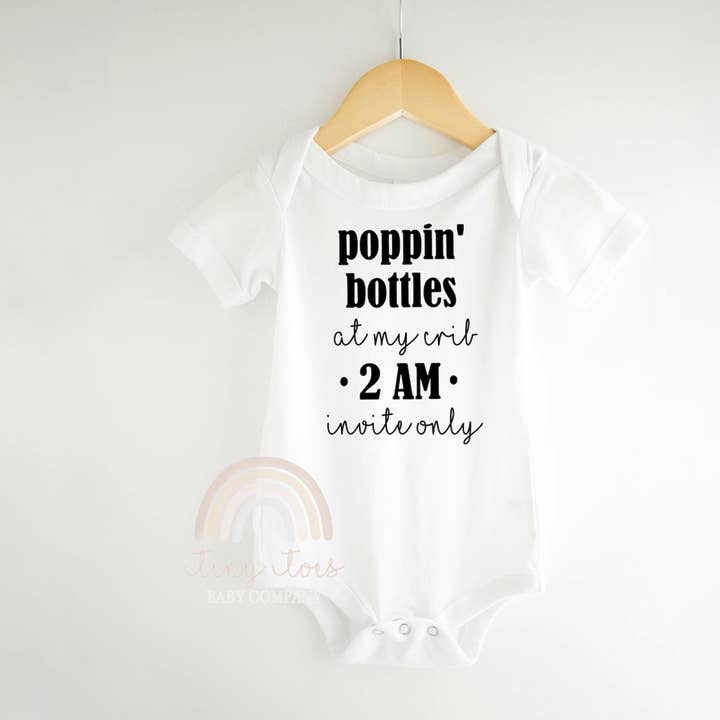 Tiny toes Baby Co - Wholesale Bodysuit (non-footed) – Baby - Poppin' Bottles In My Crib Funny Baby Bodysuit0