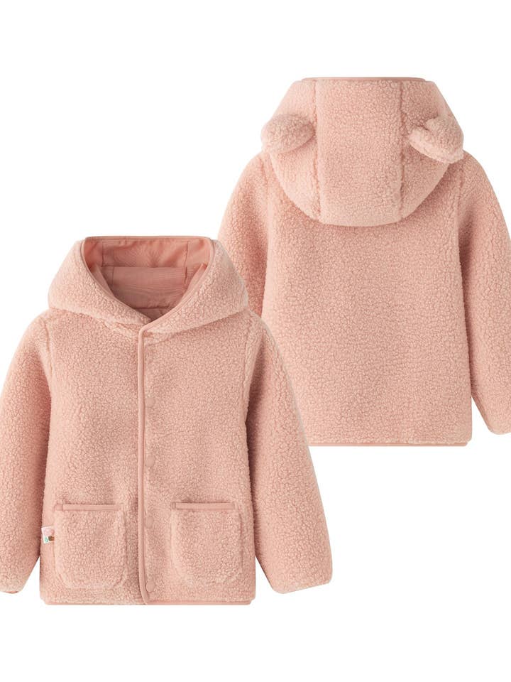 Girl's winter coat with teddy fleece and hood with ears JGI95745 for wholesale by Newness Kids