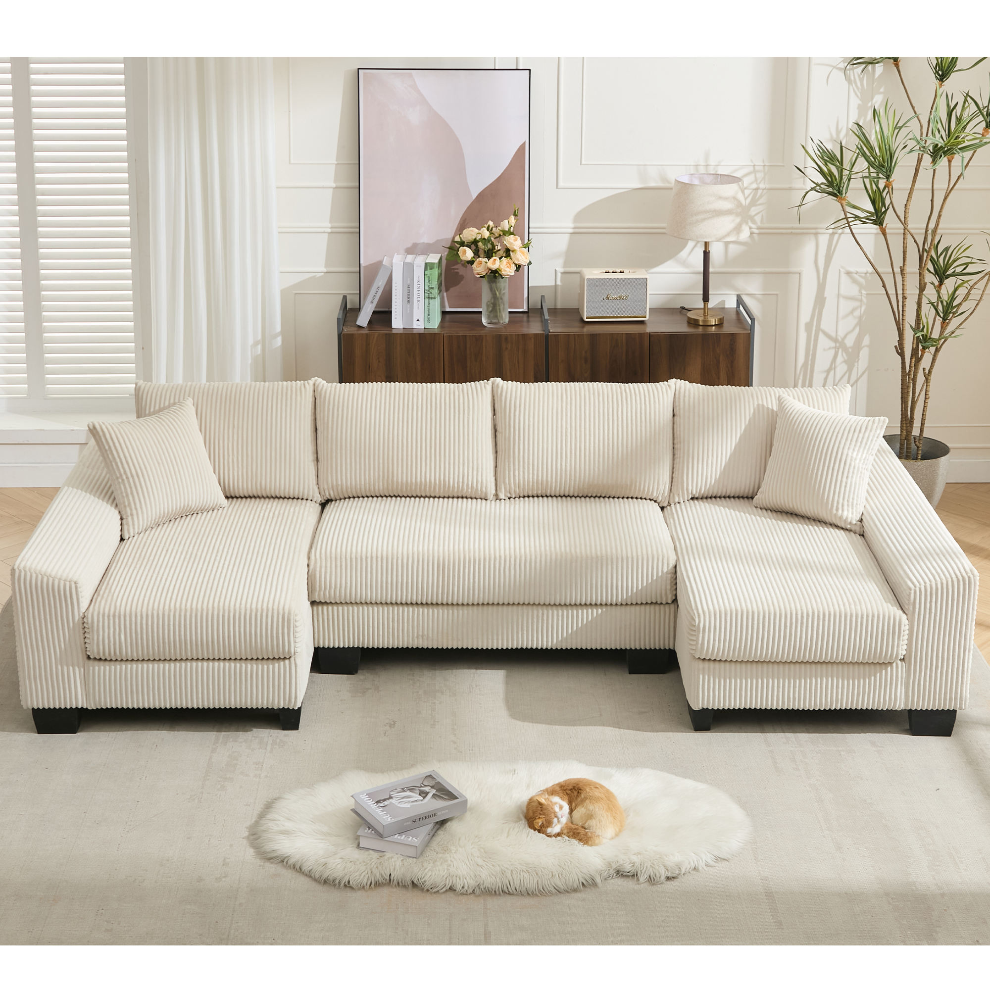 39F Inc. - Wholesale Sofa - 114" U-Shaped Sleeper Sofa with Pull-Out Bed & Chaise18